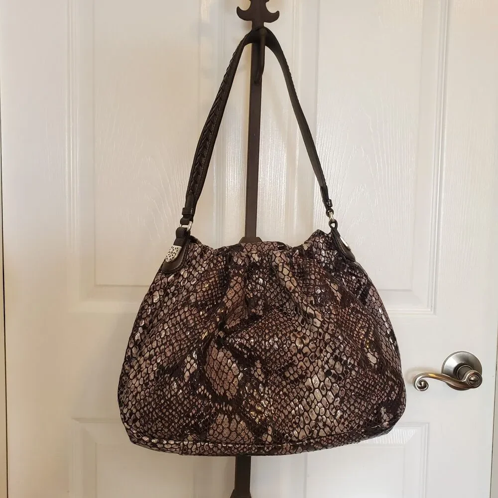Brighton Gray Python Hobo Shoulder Bag E528784
